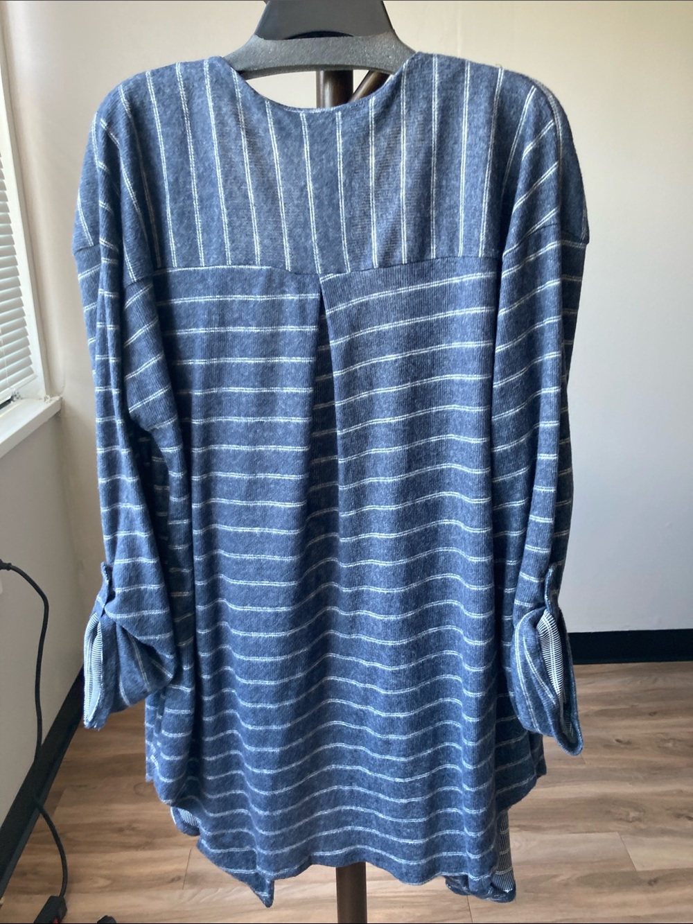 NY Collection stripes print open front top boho casual business casual 2X - Picture 16 of 17